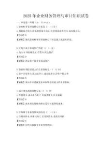 2025年企業財務管理與審計知識試卷