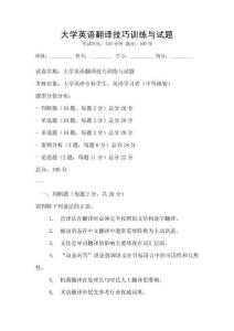 大學英語翻譯技巧訓練與試題