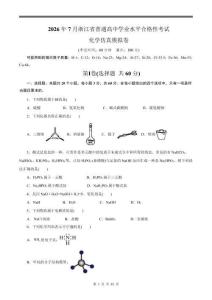 2026年7月浙江高中學(xué)業(yè)水平考試化學(xué)試卷試題（含答案解析）