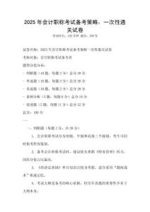 2025年會計職稱考試備考策略，一次性通關試卷