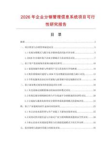 2026年企業分銷管理信息系統項目可行性研究報告
