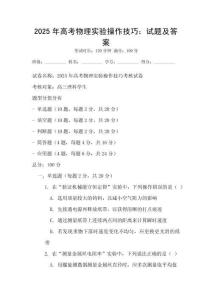 2025年高考物理實驗操作技巧：試題及答案