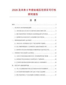 2026及未来5年密丝绒压花项目可行性研究报告