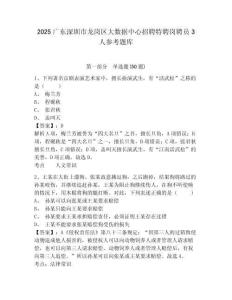 2025廣東深圳市龍崗區大數據中心招聘特聘崗聘員3人參考題庫及答案詳解（必刷）