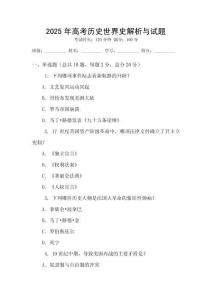 2025年高考历史世界史解析与试题