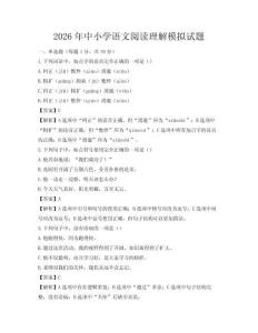 2026年中小學(xué)語文閱讀理解模擬試題