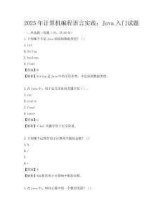 2025年計算機編程語言實踐：Java入門試題
