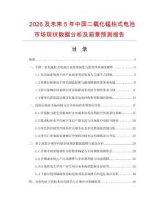 2026及未來5年中國二氧化錳柱式電池市場現(xiàn)狀數(shù)據(jù)分析及前景預測報告