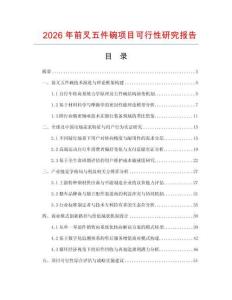 2026年前叉五件碗項目可行性研究報告