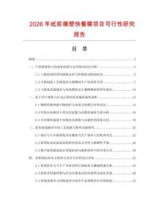2026年紙漿模塑快餐碟項目可行性研究報告