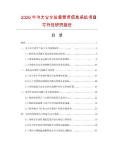 2026年電力安全監督管理信息系統項目可行性研究報告