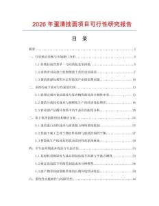 2026年蛋清挂面项目可行性研究报告