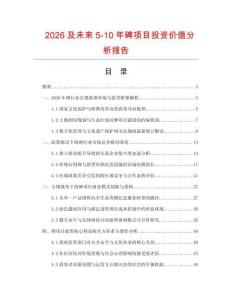 2026及未來5-10年碑項目投資價值分析報告