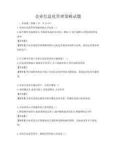 企業信息化管理策略試題