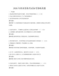 2026年職業(yè)資格考試備考策略真題