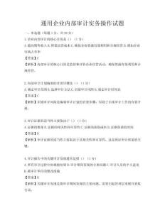 通用企業(yè)內(nèi)部審計(jì)實(shí)務(wù)操作試題