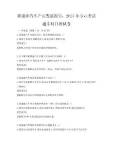 新能源汽车产业发展报告：2025年专业考试题库科目测试卷