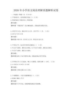 2026年小學語文閱讀理解真題解析試卷