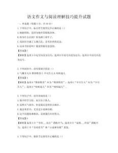 语文作文与阅读理解技巧提升试题