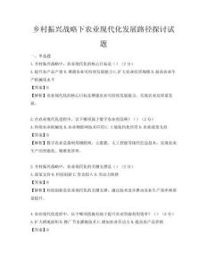 鄉村振興戰略下農業現代化發展路徑探討試題