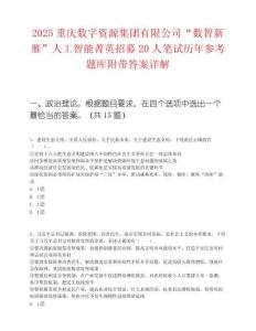 2025重庆数字资源集团有限公司“数智新雁”人工智能菁英招募20人笔试历年参考题库附带答案详解