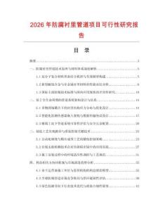 2026年防腐襯里管道項目可行性研究報告