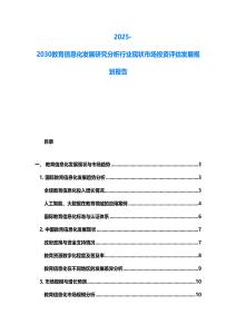 2025-2030教育信息化發展研究分析行業現狀市場投資評估發展規劃報告