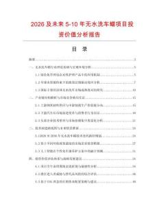2026及未来5-10年无水洗车蜡项目投资价值分析报告