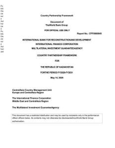 哈薩克斯坦2026財(cái)年至2031財(cái)年國家伙伴關(guān)系框架 COUNTRY PARTNERSHIP FRAMEWORK FOR KAZAKSTAN (FY26-31)