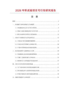 2026年积成板项目可行性研究报告