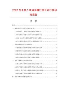2026及未來5年溢油螺釘項目可行性研究報告
