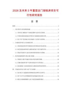 2026及未来5年重型龙门刨铣床项目可行性研究报告