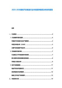 2025-2030捷克汽車制造行業市場競爭格局分析研究報告