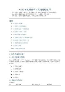 Word長文檔分節與頁碼高級技巧_完整手冊