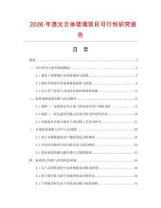 2026年透光立體玻璃項目可行性研究報告