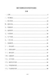 煤礦資源整合項目風險評估報告