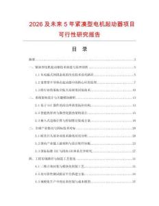 2026及未來5年緊湊型電機起動器項目可行性研究報告