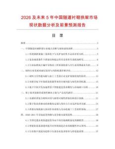 2026及未來5年中國隧道襯砌拱架市場現狀數據分析及前景預測報告