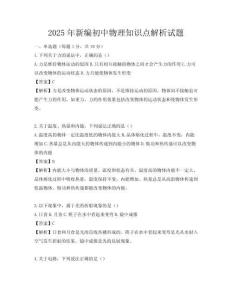 2025年新编初中物理知识点解析试题