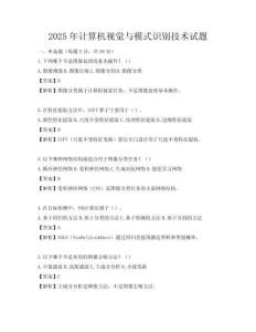 2025年計(jì)算機(jī)視覺與模式識別技術(shù)試題