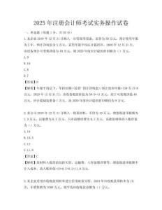 2025年注冊會計師考試實務操作試卷