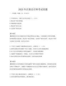 2025年注册会计师考试真题
