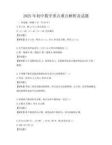 2025年初中數學重點難點解析及試題