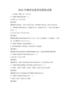 2025年物理竞赛理论模拟试题