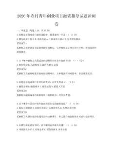 2026年农村青年创业项目融资指导试题冲刺卷
