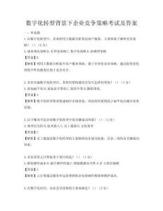 數字化轉型背景下企業競爭策略考試及答案