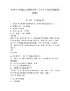 2026年云南省文山壯族苗族自治州單招職業傾向性測試題庫及答案詳解（奪冠）