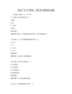 2025年計算機三級考試模擬試題