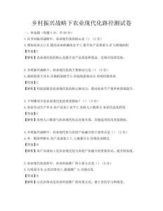 鄉村振興戰略下農業現代化路徑測試卷