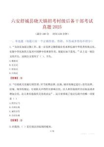 六安舒城縣曉天鎮招考村級后備干部考試真題2025